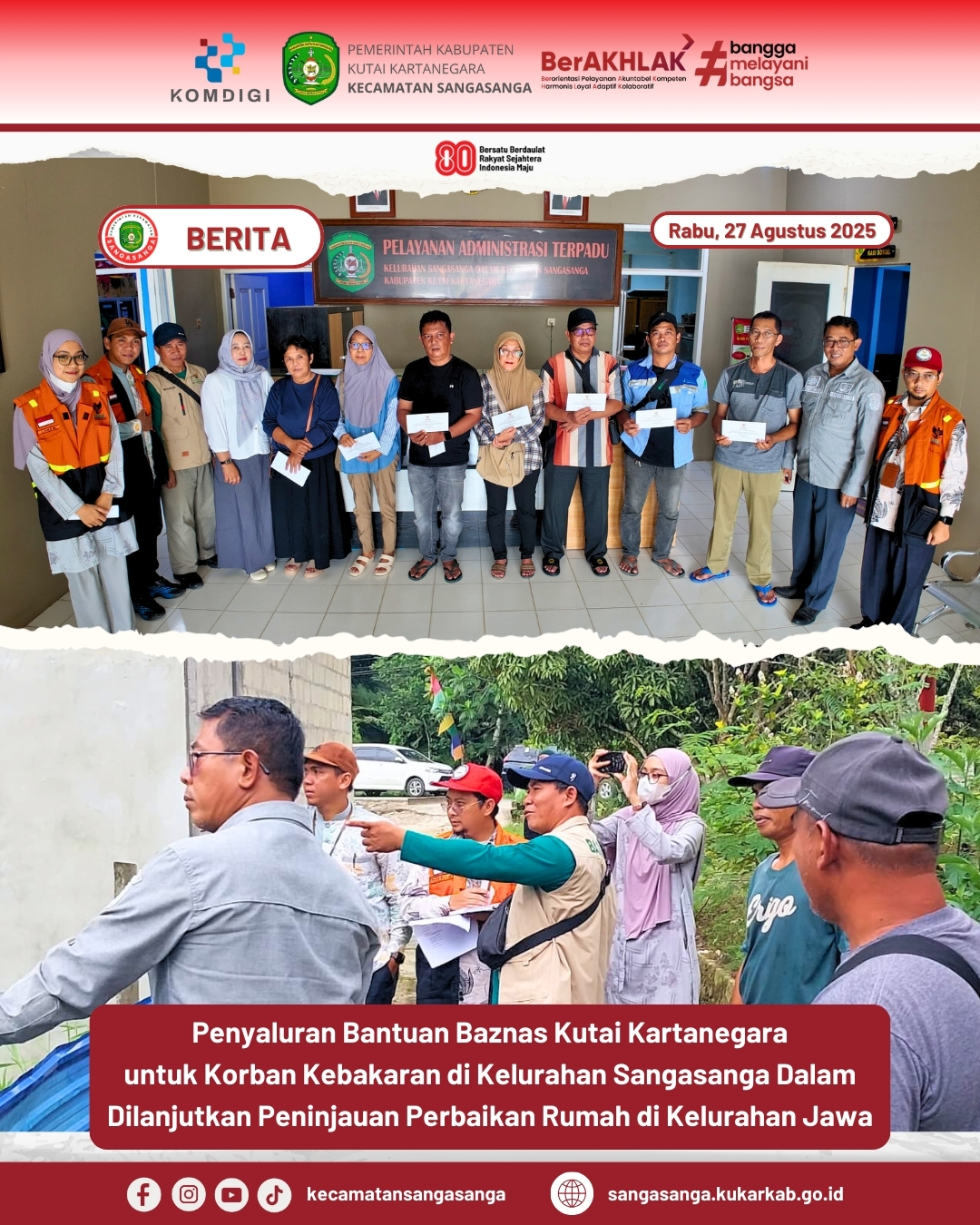 BAZNAS Kukar Wujudkan Program Peduli Umat di Sangasanga, Salurkan Bantuan dan Tinjau Rumah Warga
