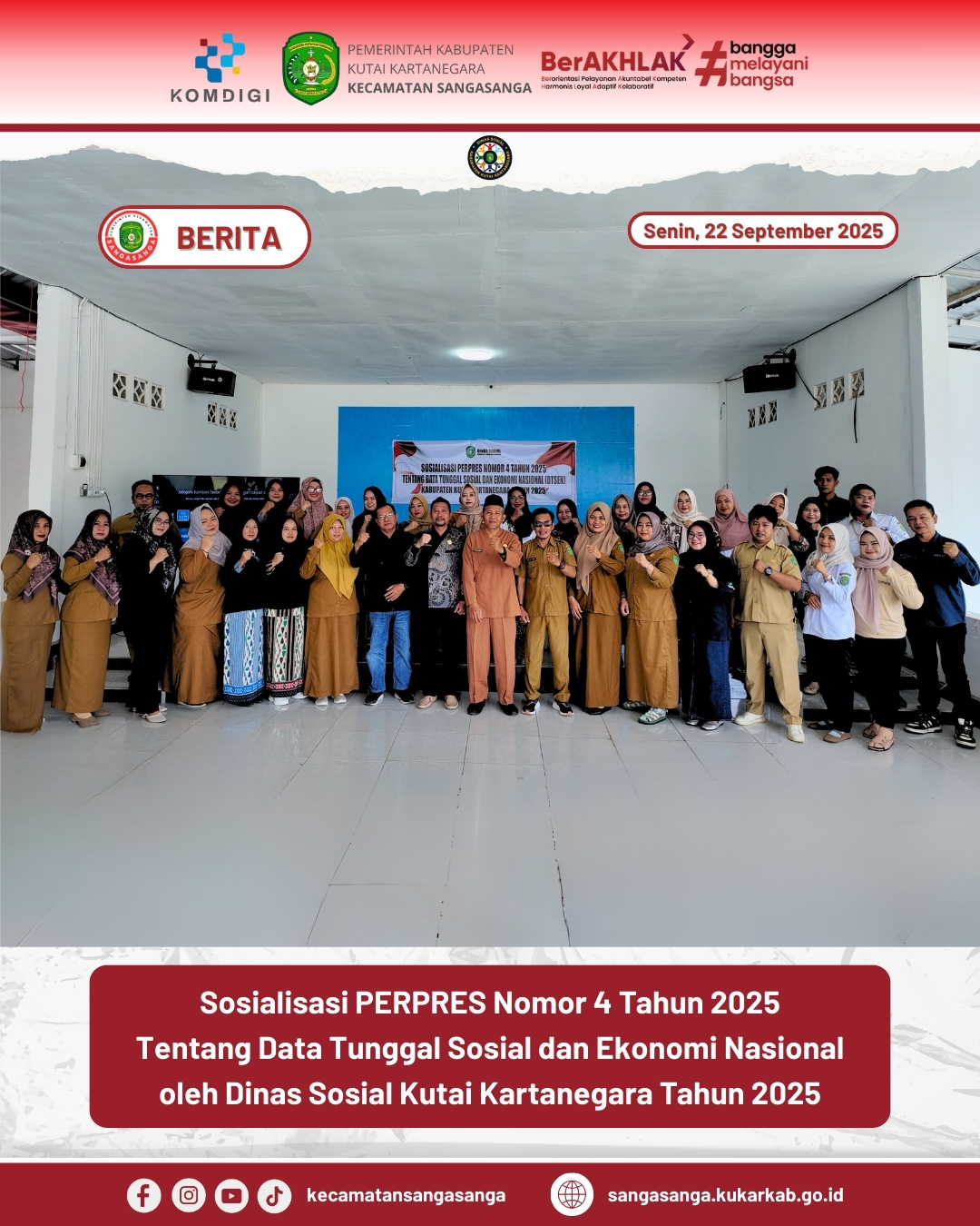 Peningkatan Akurasi Data Melalui Sosialisasi Perpres Nomor 4 Tahun 2025 Oleh Dinas Sosial Kukar