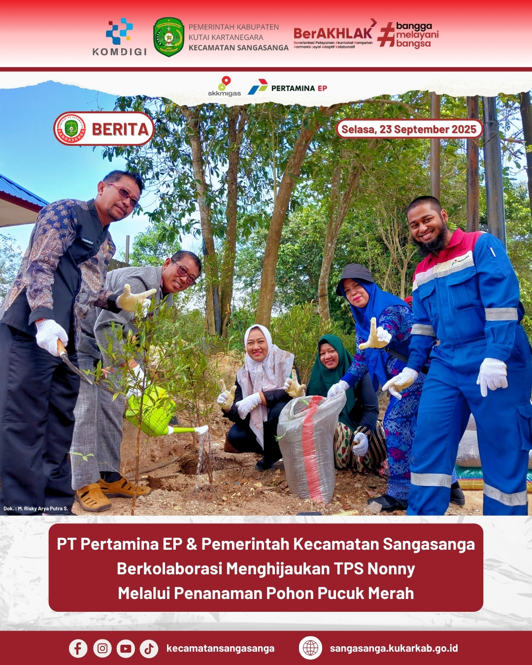 PT Pertamina EP dan Pemerintah Sangasanga Berkolaborasi Hijaukan TPS Nonny Melalui Penanaman Pohon Pucuk Merah