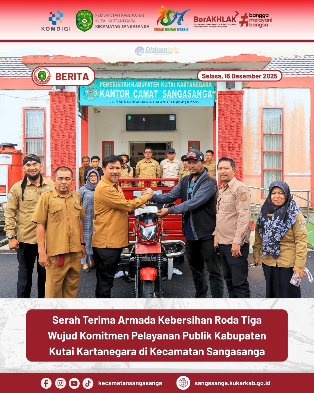 Serah Terima Armada Kebersihan Roda Tiga, Wujud Komitmen Pelayanan Publik di Kecamatan Sangasanga