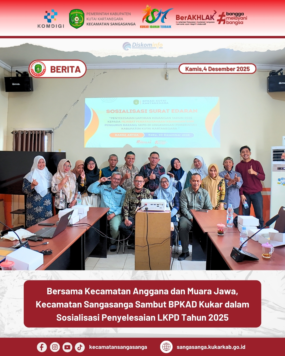 Bersama Kecamatan Anggana dan Muara Jawa, Kecamatan Sangasanga Sambut BPKAD Kukar dalam Sosialisasi Penyelesaian LKPD 2025