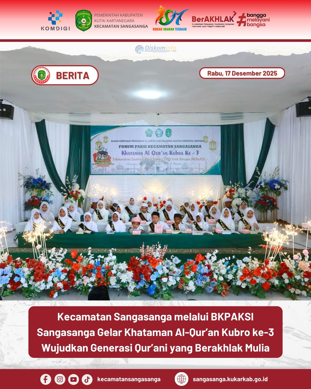 Kecamatan Sangasanga Gelar Khataman Al-Qur’an Kubro ke-3, Wujudkan Generasi Qur’ani yang Berakhlak Mulia