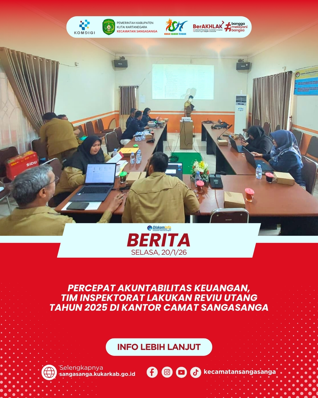 Percepat Akuntabilitas Keuangan, Tim Inspektorat Lakukan Reviu Utang Tahun 2025 di Kantor Camat Sangasanga