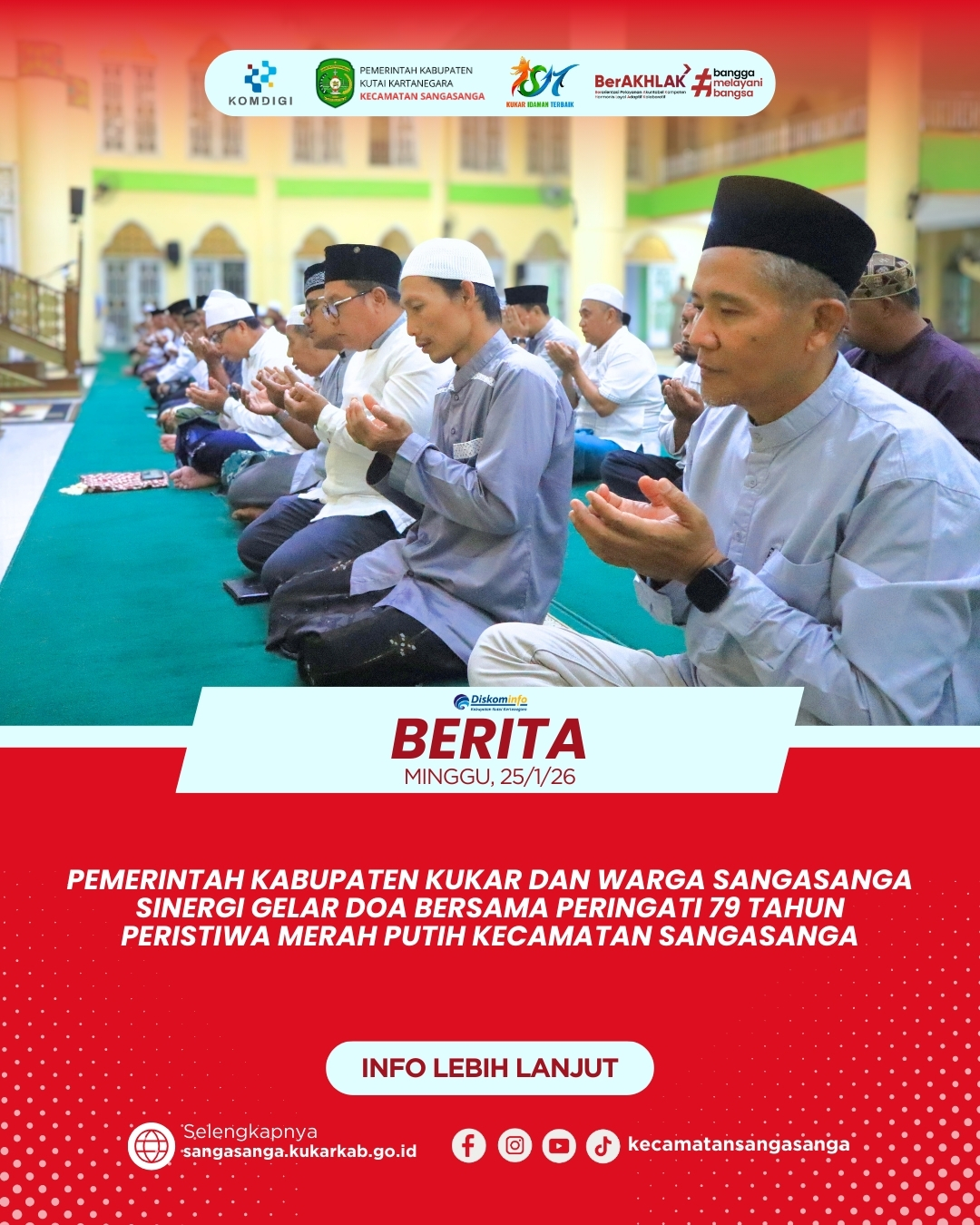 Pemkab Kukar dan Warga Sangasanga Sinergi Gelar Doa Bersama Peringati 79 Tahun Peristiwa Merah Putih