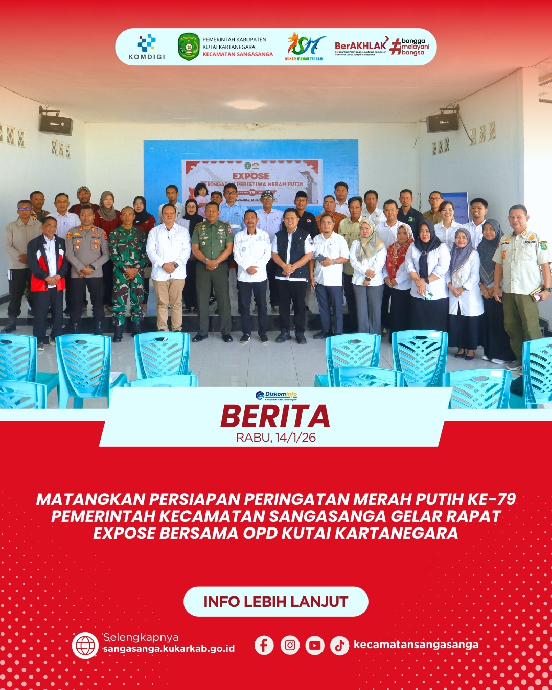 Matangkan Persiapan Peringatan Merah Putih ke-79, Pemerintah Kecamatan Sangasanga Gelar Rapat Expose Bersama OPD Kutai Kartanegara