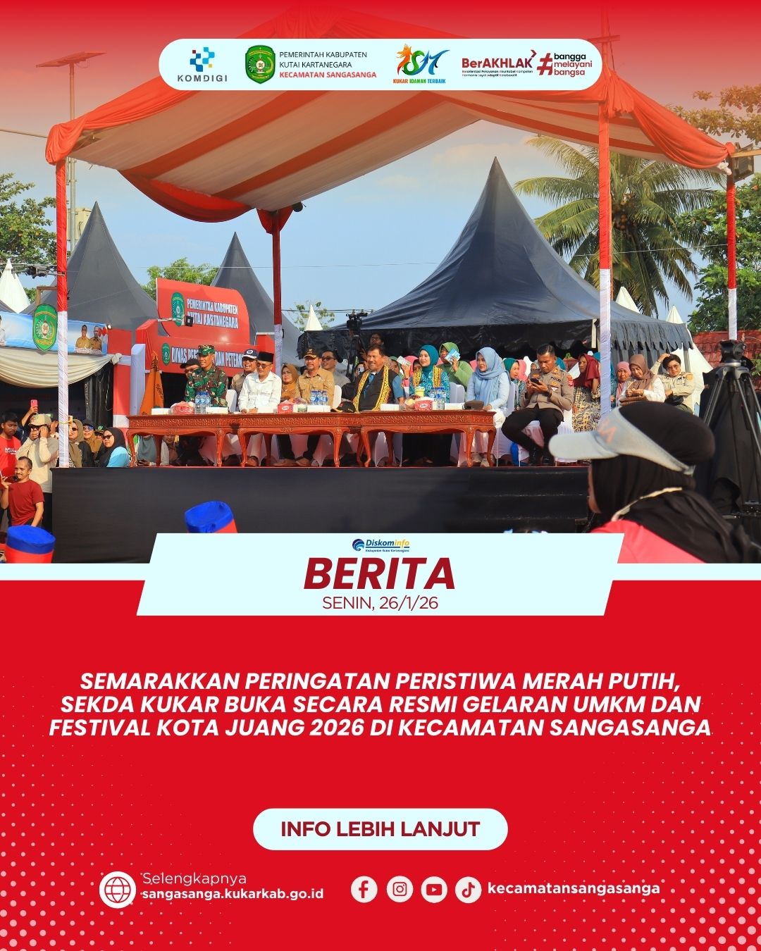 Semarakkan Peringatan Peristiwa Merah Putih, Sekda Kukar Buka Secara Resmi Gelar UMKM dan Expo Festival Kota Juang 2026 di Sangasanga