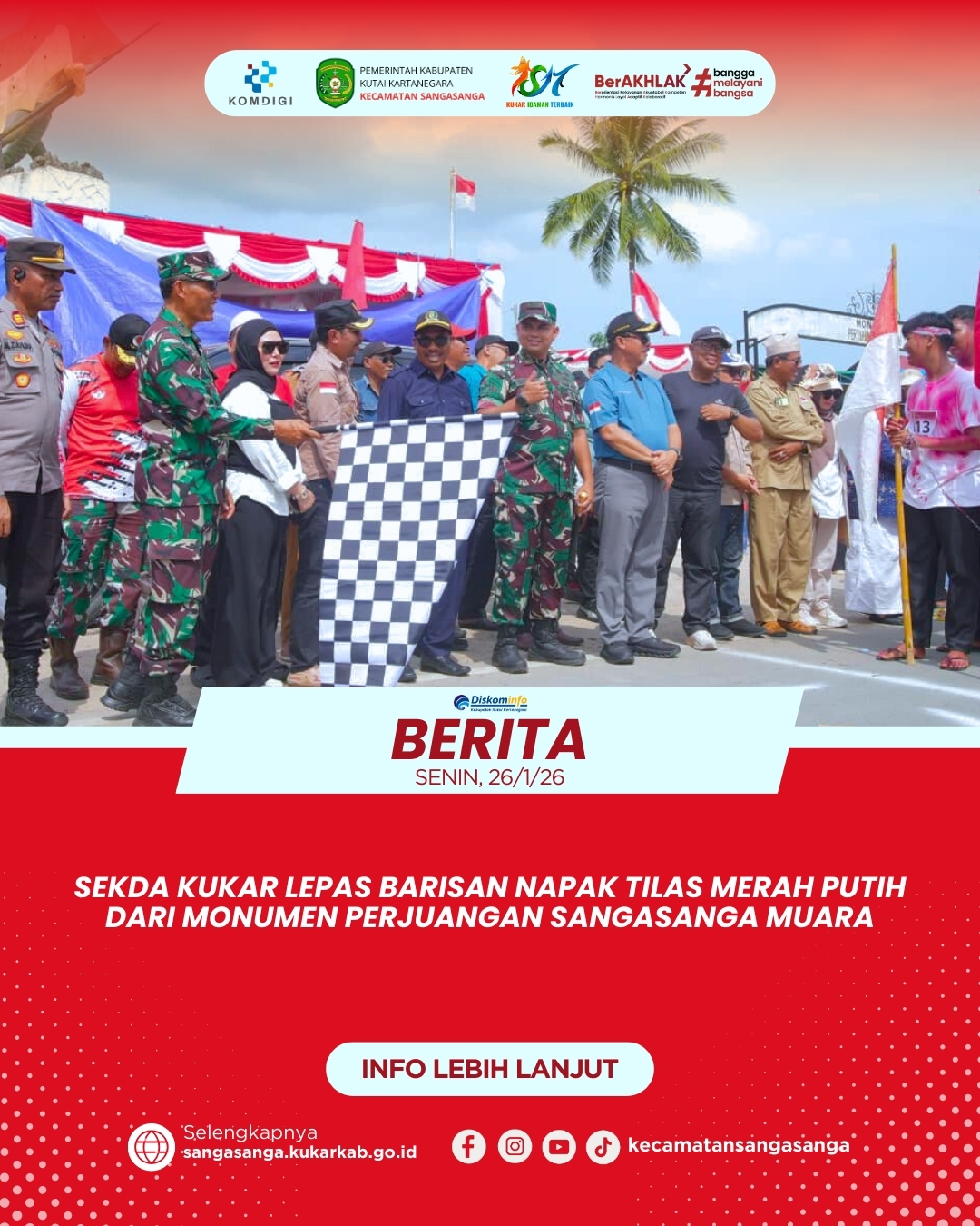 Sekda Kukar Lepas Barisan Napak Tilas Merah Putih dari Monumen Perjuangan Sangasanga Muara
