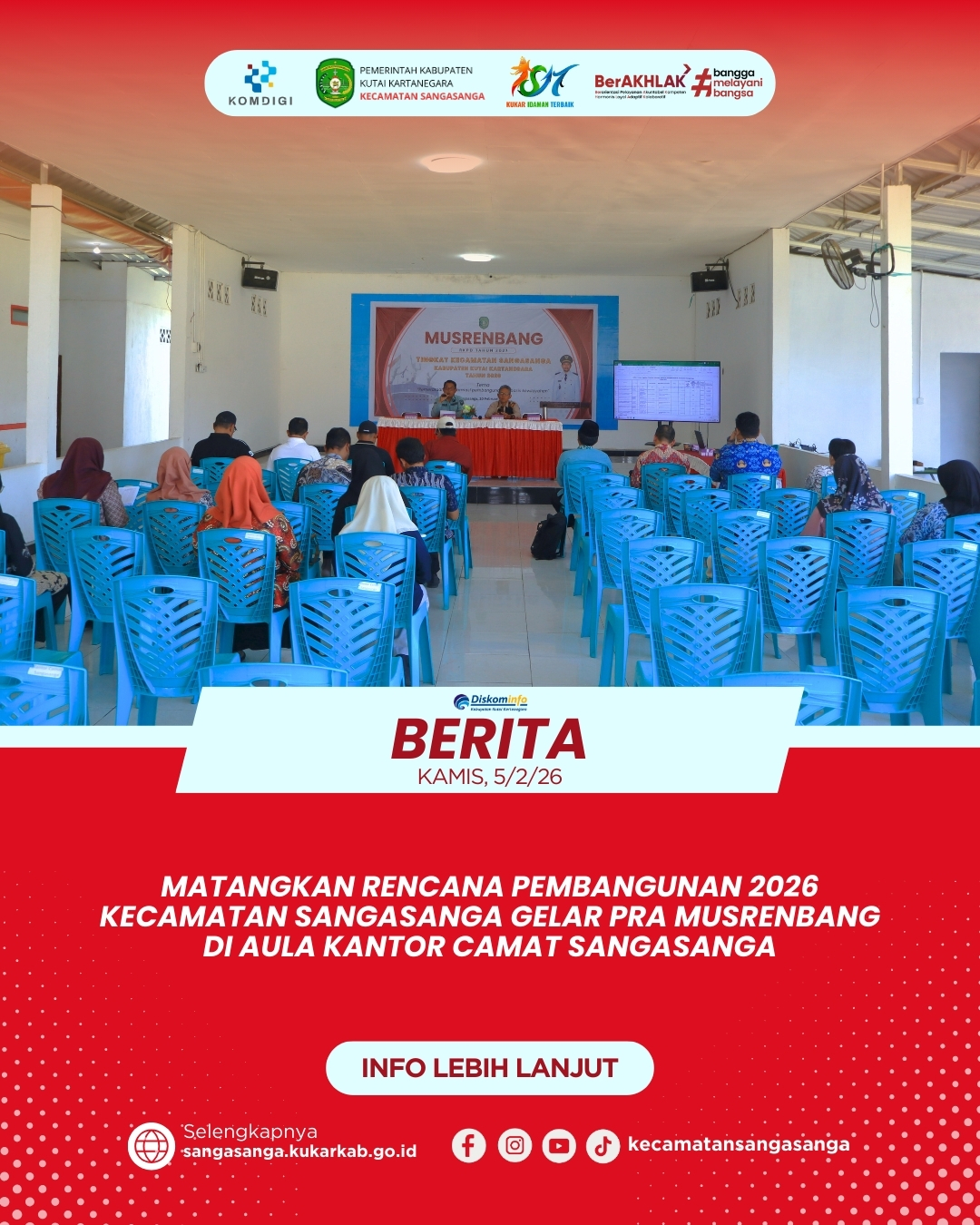 Matangkan Rencana Pembangunan 2026, Kecamatan Sangasanga Gelar Pra Musrenbang di Aula Kantor Camat Sangasanga
