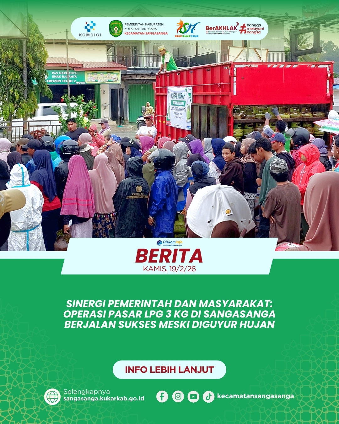 Sinergi Pemerintah dan Masyarakat: Operasi Pasar LPG 3 Kg di Sangasanga Berjalan Sukses Meski Diguyur Hujan