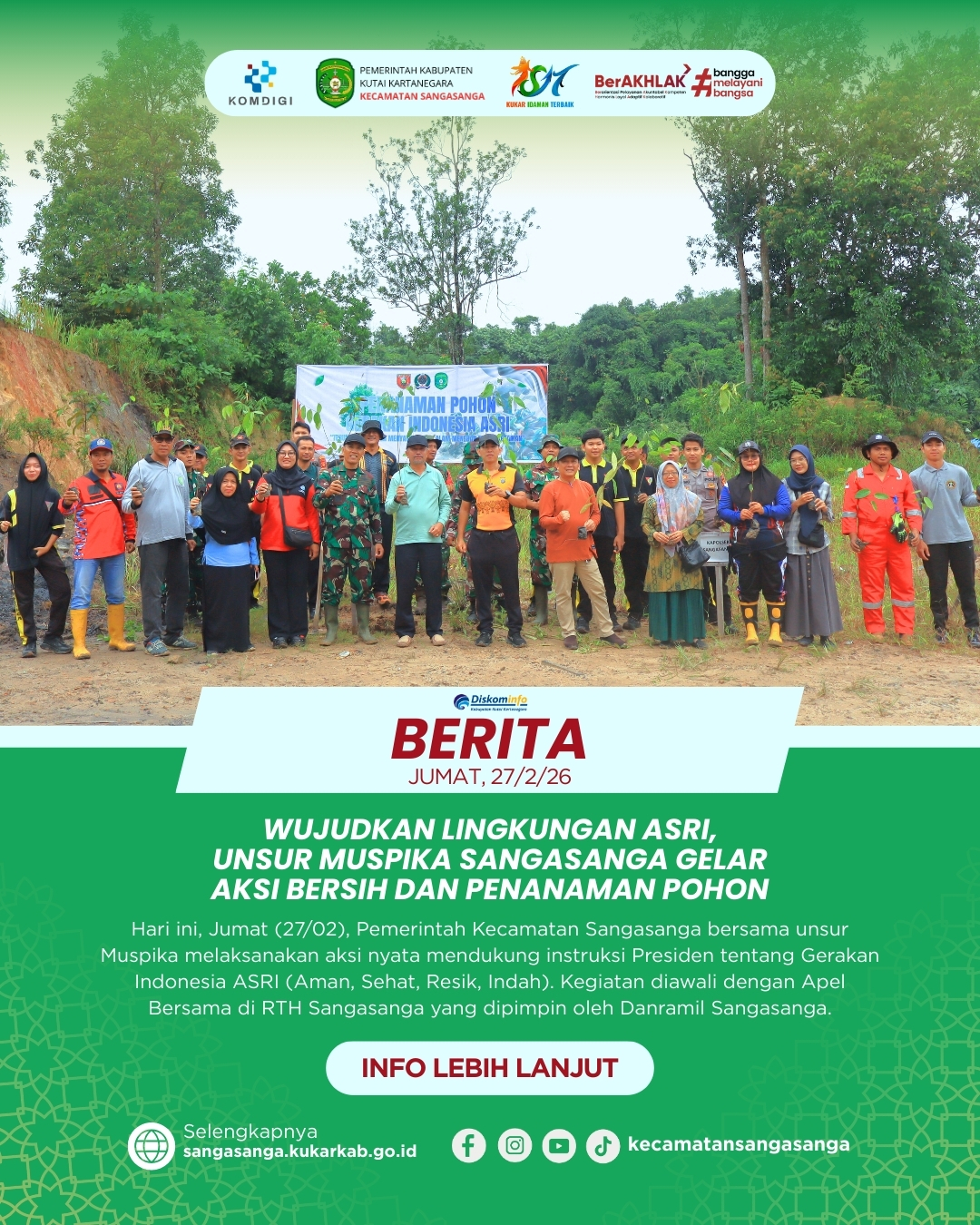 Wujudkan Lingkungan Asri, Unsur Muspika Sangasanga Gelar Aksi Bersih dan Penanaman Pohon