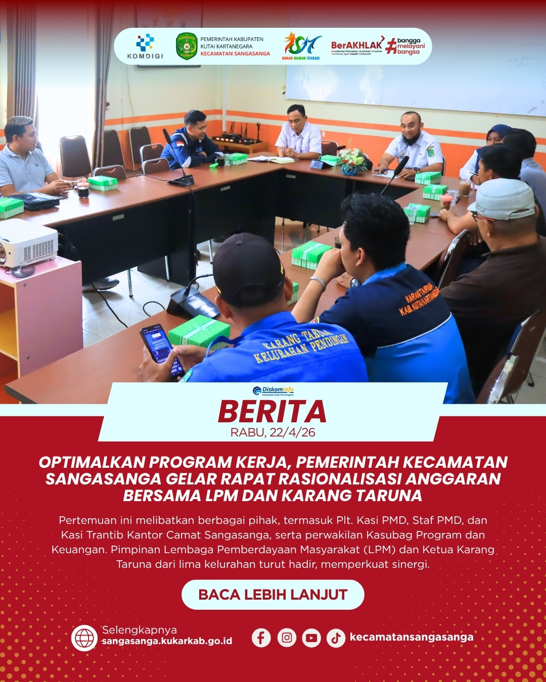 Optimalkan Program Kerja, Pemerintah Kecamatan Sangasanga Gelar Rapat Rasionalisasi Anggaran Bersama LPM dan Karang Taruna