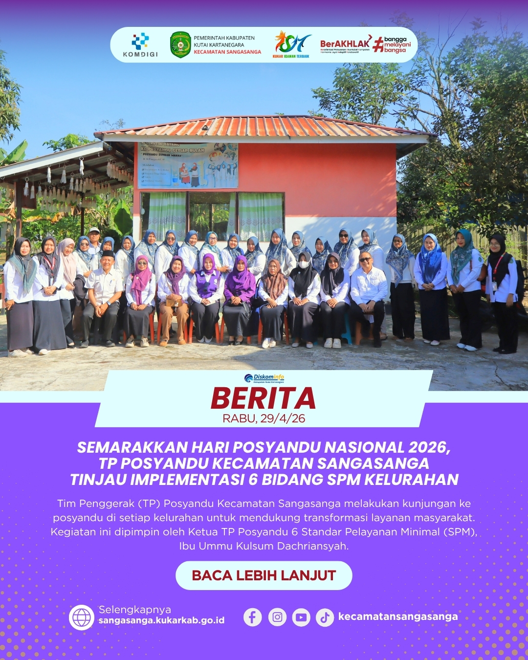 Semarakkan Hari Posyandu Nasional 2026, TP Posyandu Sangasanga Tinjau Implementasi 6 Bidang SPM