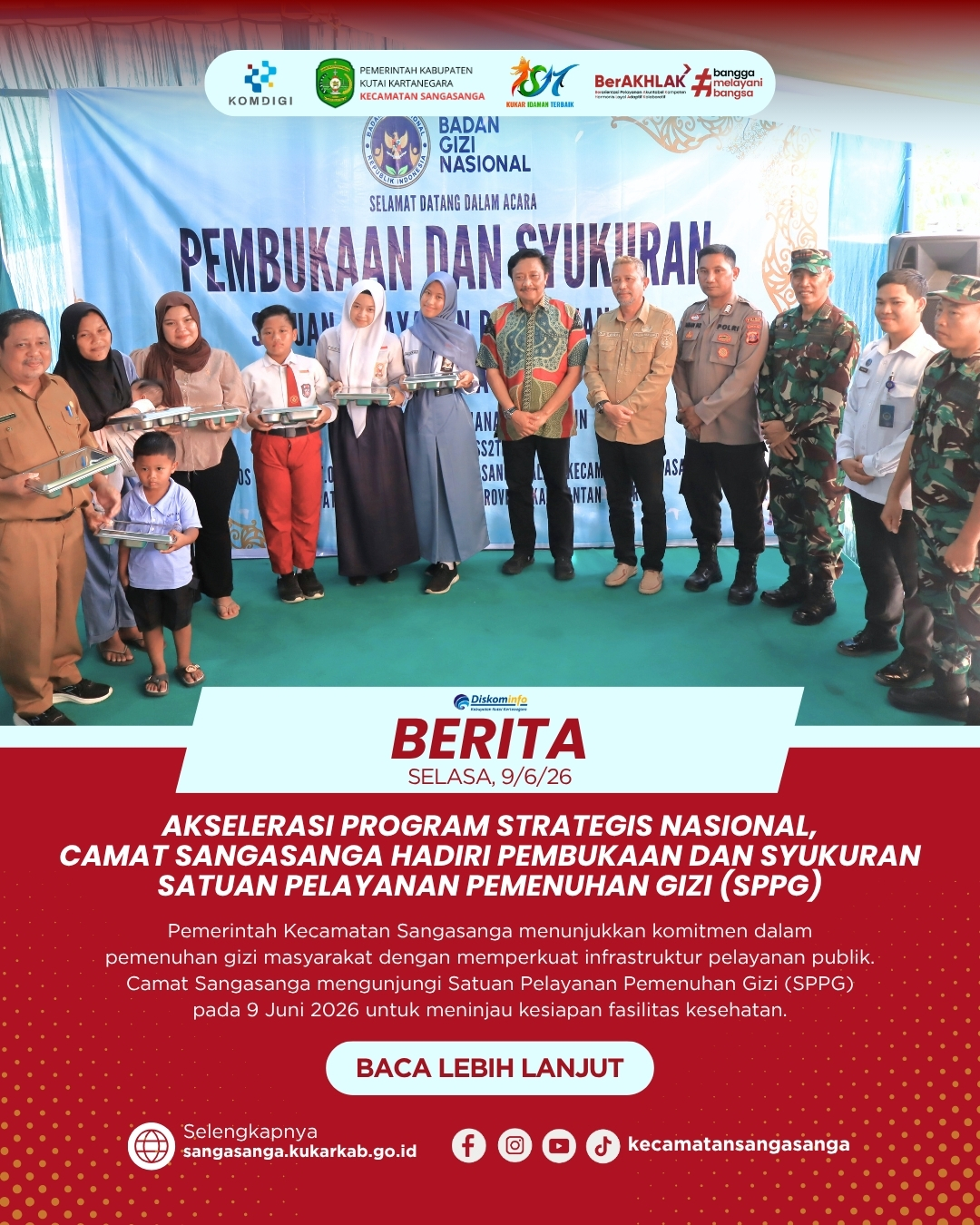 Akselerasi Program Strategis Nasional, Camat Sangasanga Hadiri Pembukaan dan Syukuran Satuan Pelayanan Pemenuhan Gizi (SPPG)