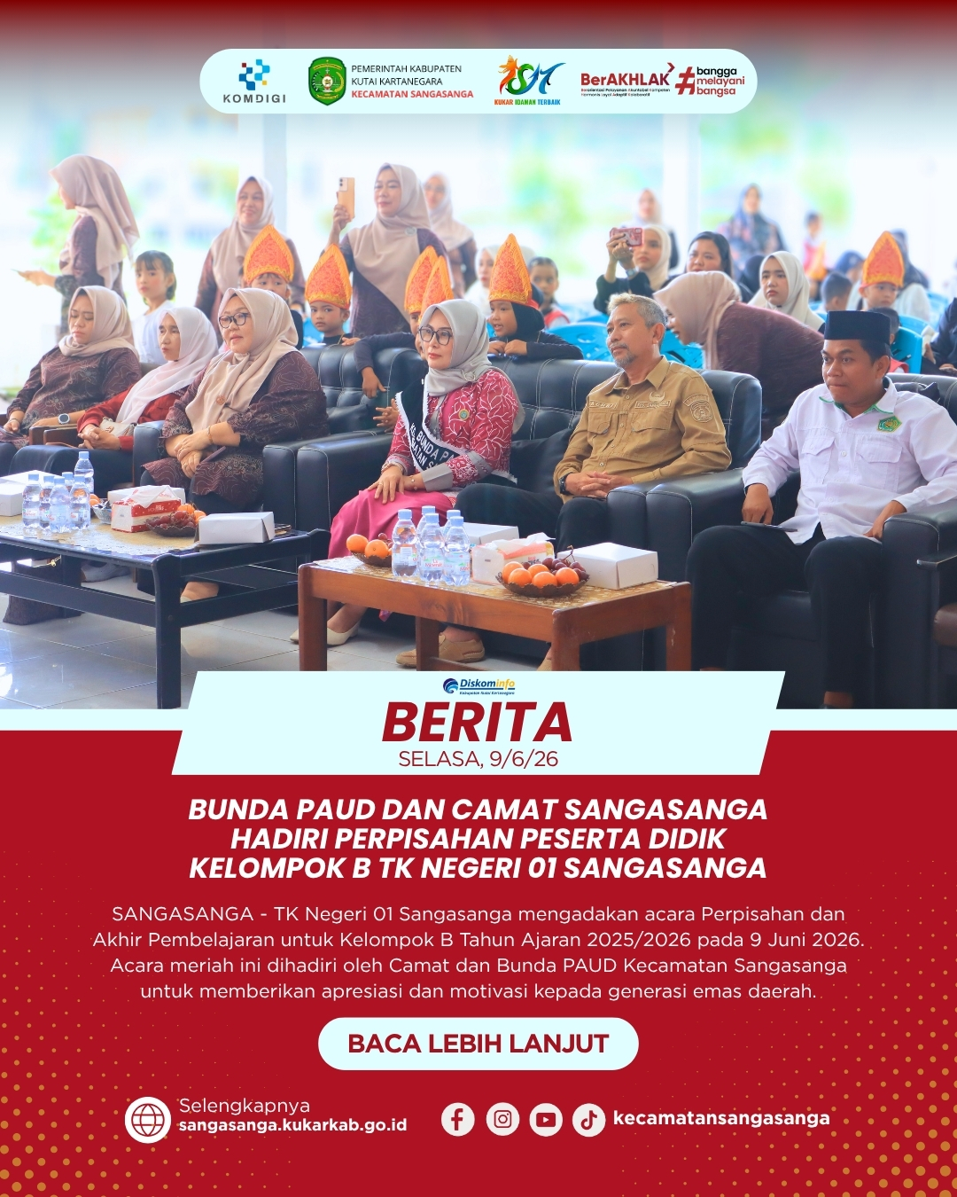 Bunda PAUD dan Camat Sangasanga Hadiri Perpisahan Kelompok B TK Negeri 01 Sangasanga
