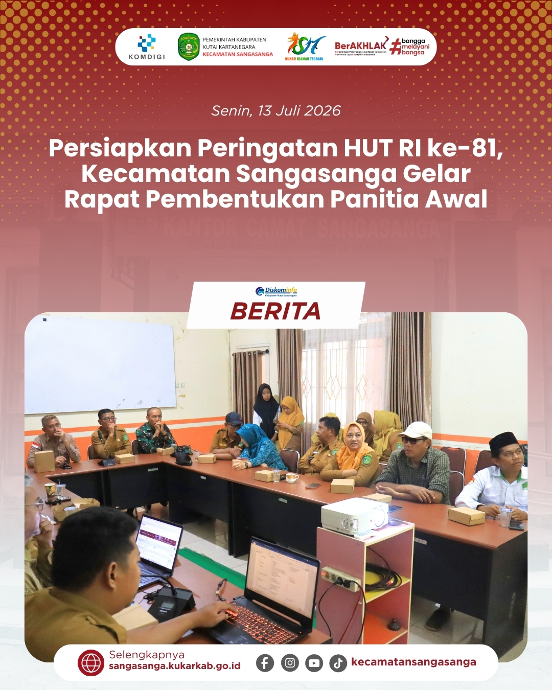 Persiapkan Peringatan HUT RI ke-81, Kecamatan Sangasanga Gelar Rapat Pembentukan Panitia Awal