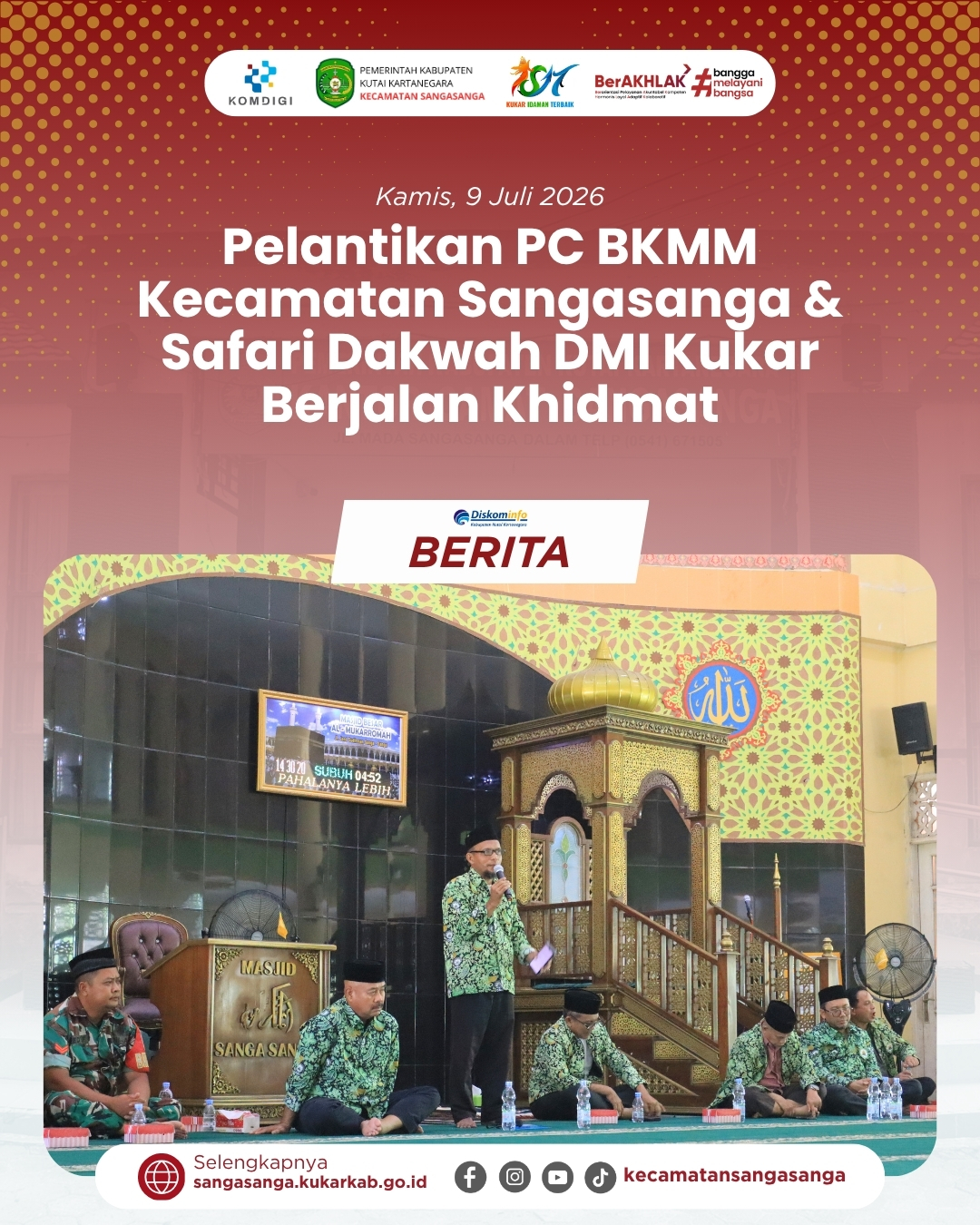 Meningkatkan Syiar Islam dan Pemberdayaan Umat: Pelantikan PC BKMM Kecamatan Sangasanga dan Safari Dakwah DMI Kutai Kartanegara Berjalan Khidmat