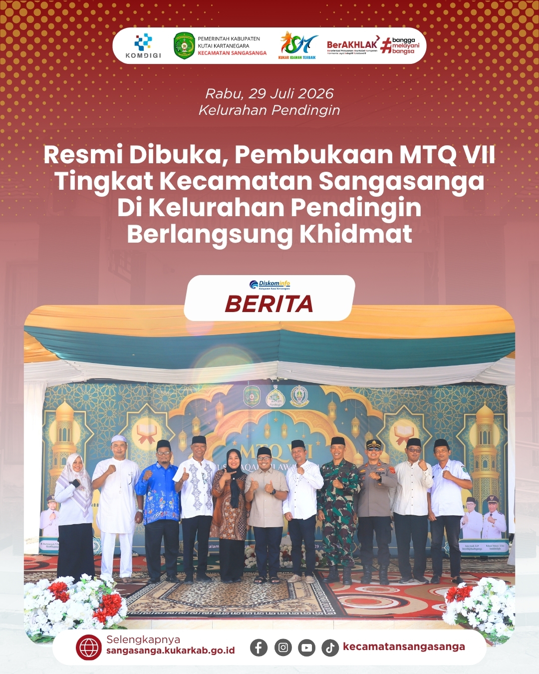 Resmi Dibuka, Pembukaan MTQ VII Tingkat Kecamatan Sangasanga di Kelurahan Pendingin Berlangsung Khidmat