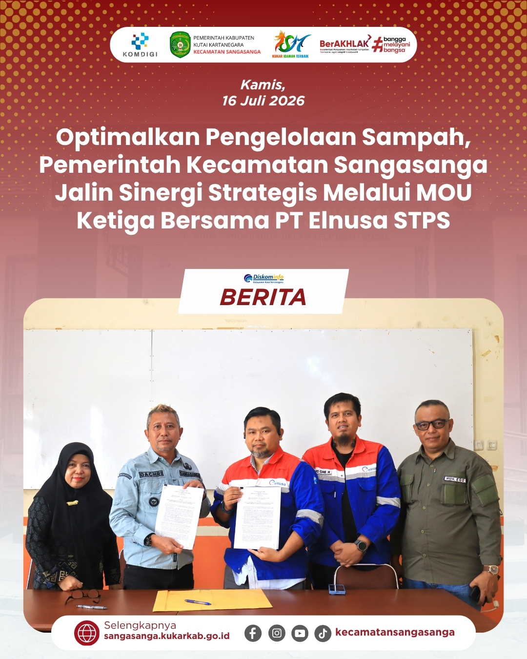 Optimalkan Pengelolaan Sampah, Pemerintah Kecamatan Sangasanga Jalin Sinergi Strategis Melalui MOU Ketiga Bersama PT Elnusa STPS