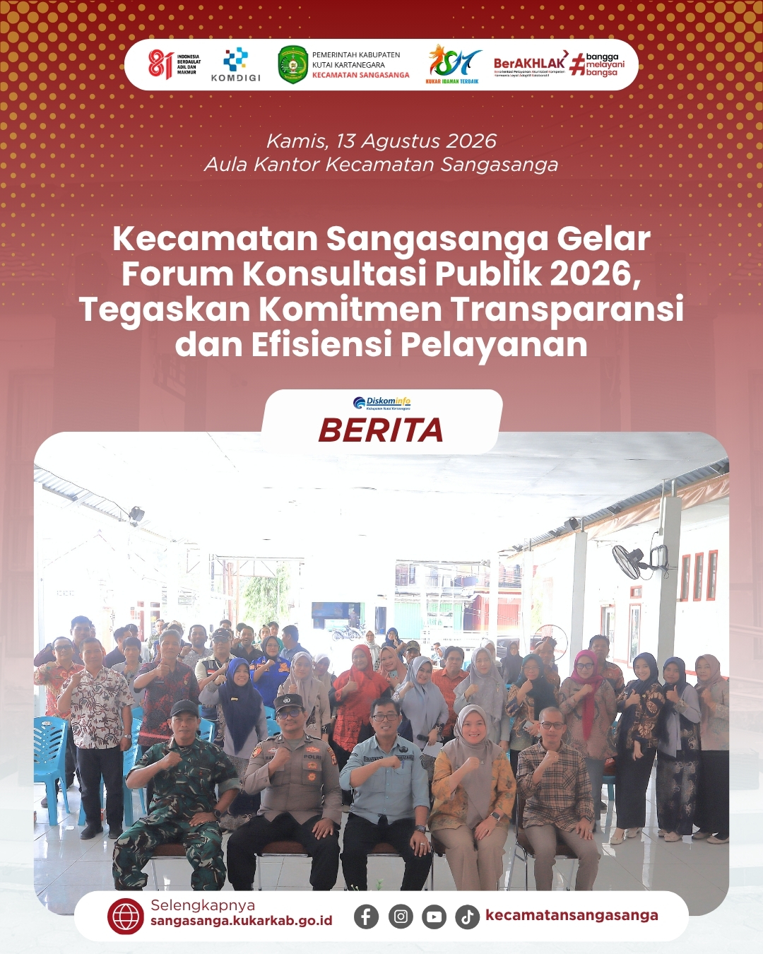 Kecamatan Sangasanga Gelar Forum Konsultasi Publik 2026, Tegaskan Komitmen Transparansi dan Efisiensi Pelayanan