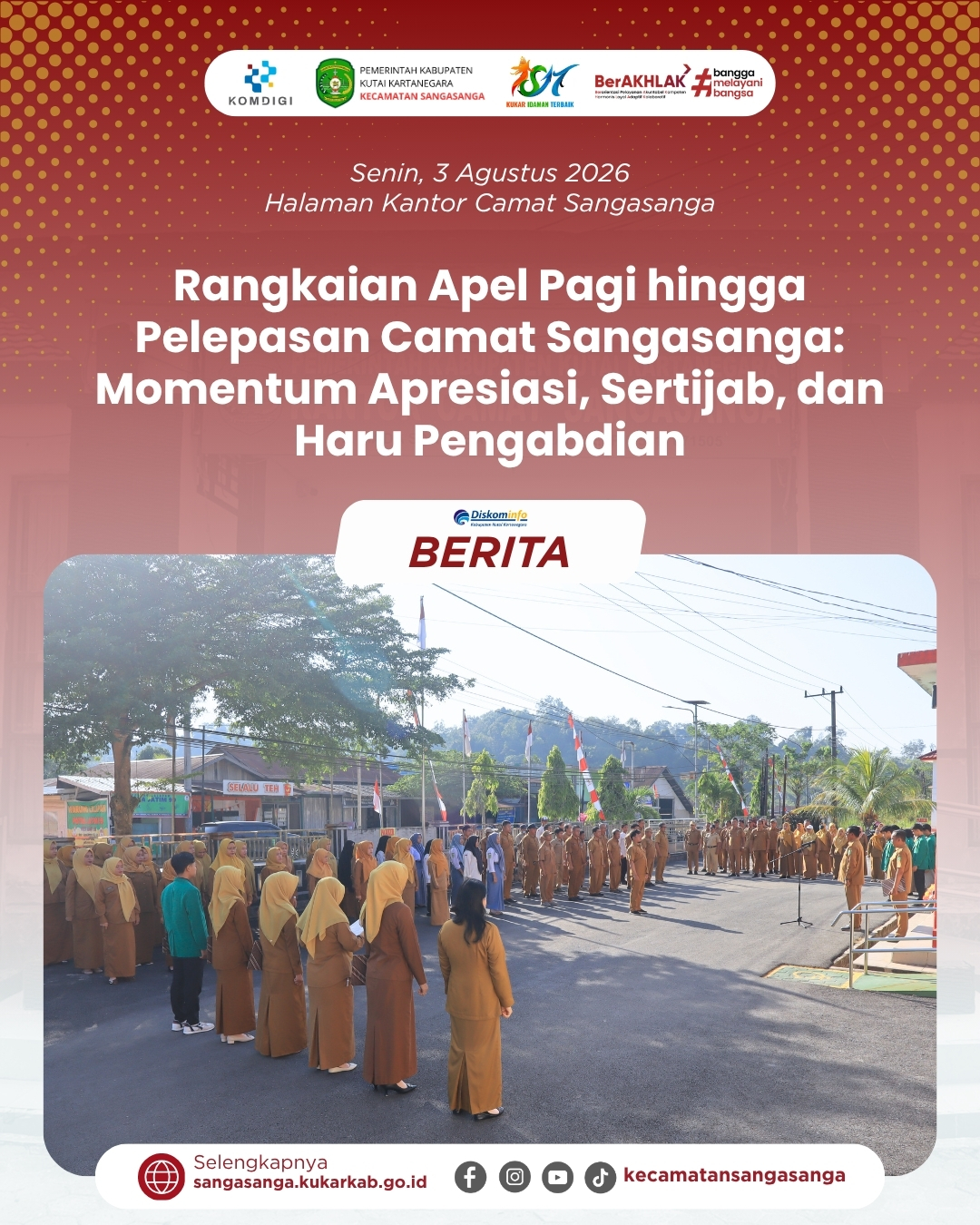 Rangkaian Apel Pagi hingga Pelepasan Camat Sangasanga: Momentum Apresiasi, Sertijab, dan Haru Pengabdian