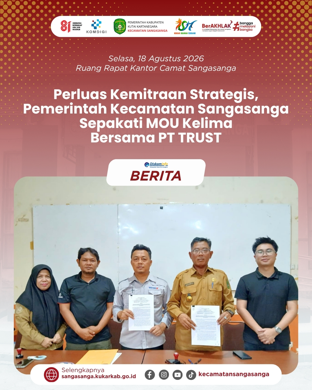 Perkuat Komitmen Lingkungan, Pemerintah Kecamatan Sangasanga Sepakati MOU Kelima Bersama PT Transamudra Usaha Sejahtera