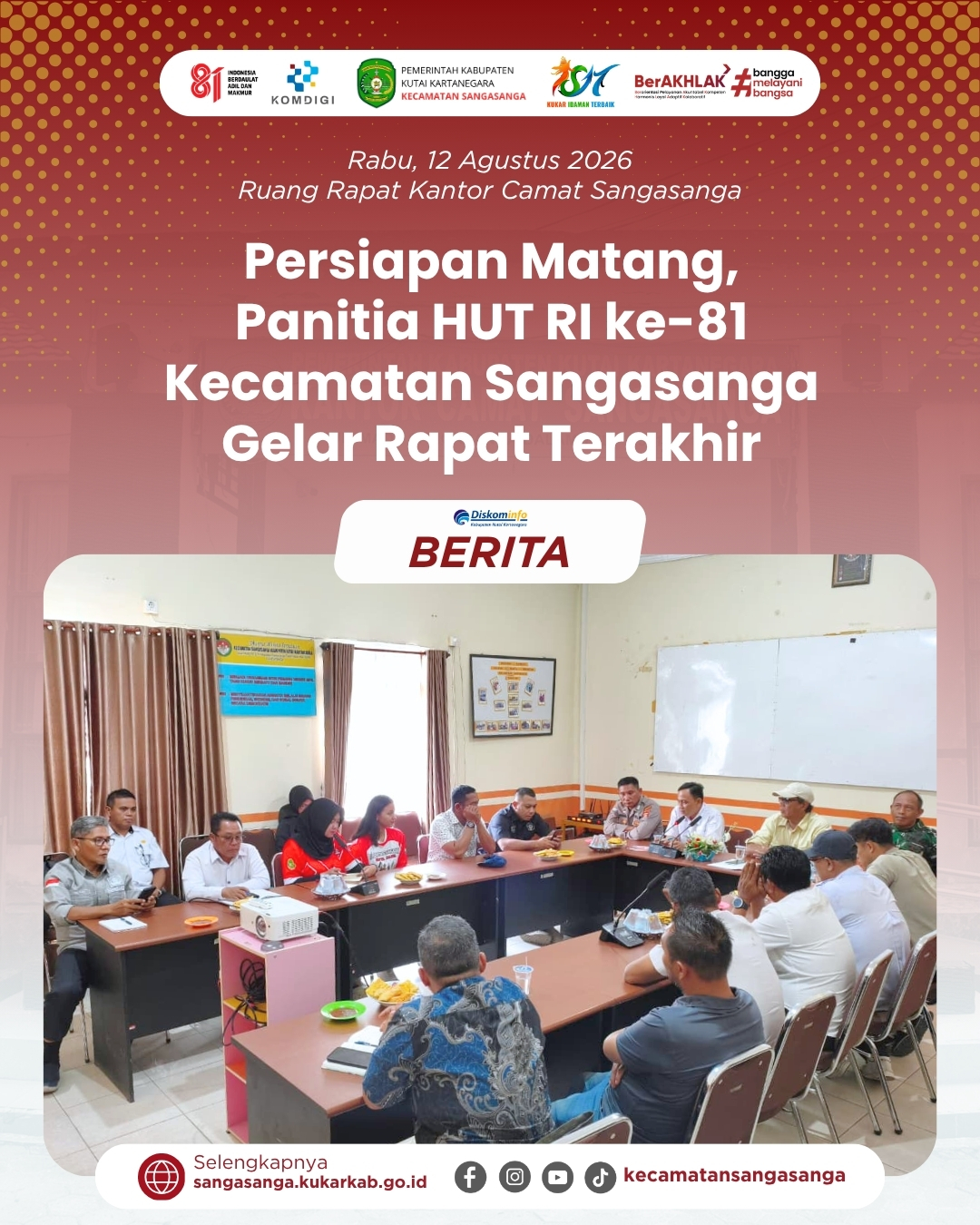 Persiapan Matang, Panitia HUT RI ke-81 Kecamatan Sangasanga Gelar Rapat Terakhir