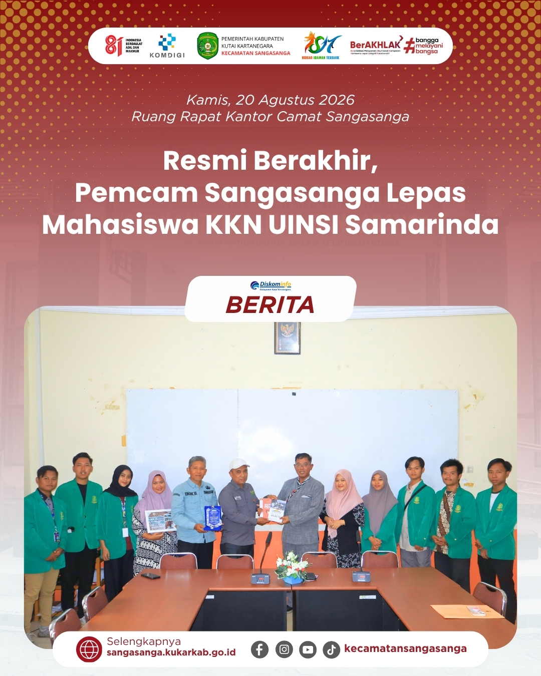 Resmi Berakhir, Pemcam Sangasanga Lepas Mahasiswa KKN UINSI Samarinda
