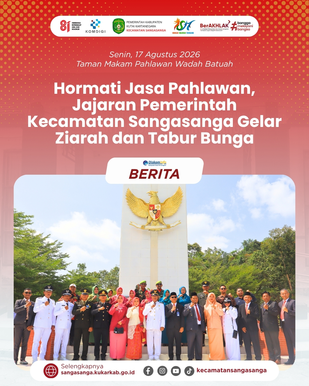 Hormati Jasa Pahlawan, Jajaran Pemerintah Kecamatan Sangasanga Gelar Ziarah dan Tabur Bunga