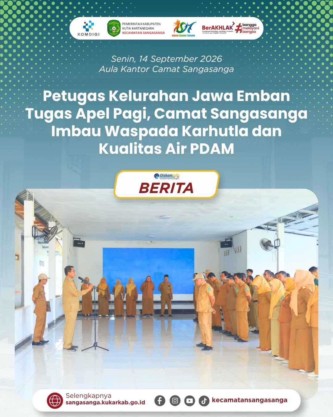 Petugas Kelurahan Jawa Emban Tugas Apel Pagi, Camat Sangasanga Imbau Waspada Karhutla dan Kualitas Air PDAM